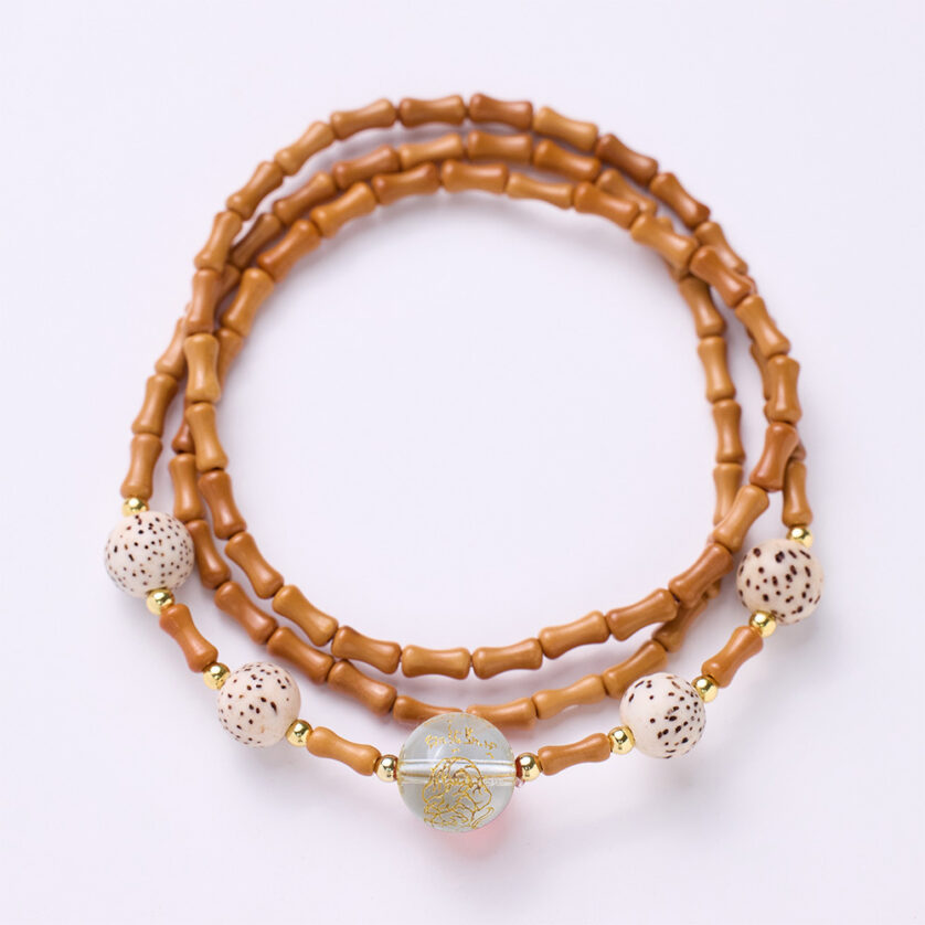 A bamboo knuckle-style Bodhi and agate bracelet - Image 3
