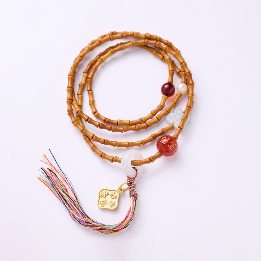 A bamboo knuckle-style Bodhi and agate bracelet - Image 4